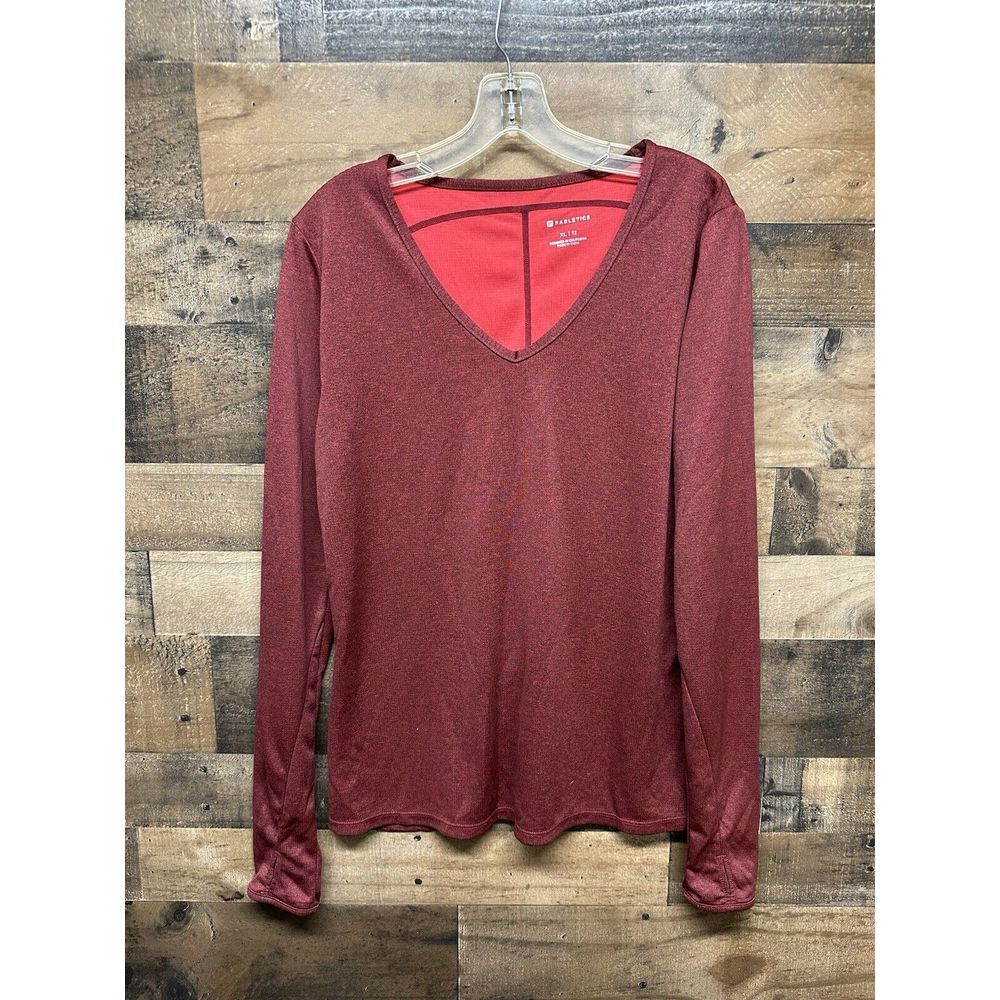 Fabletics Women's Long Sleeve V-Neck‎ T-Shirt Size X-Large (12)
